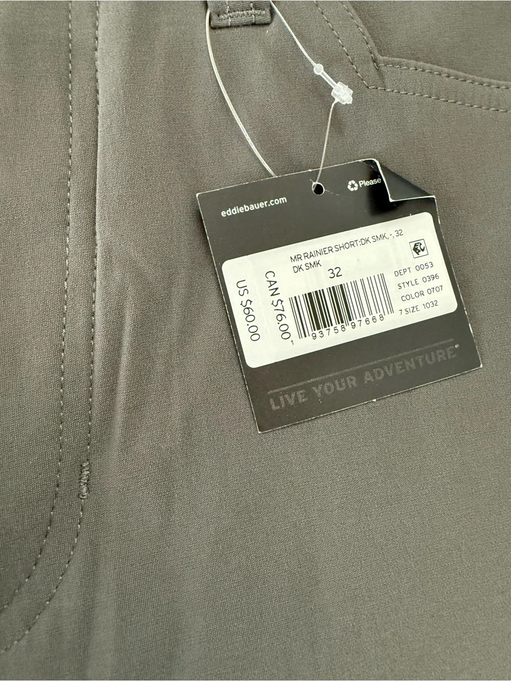 Eddie Bauer Ranier Gray Performance Shorts NWT